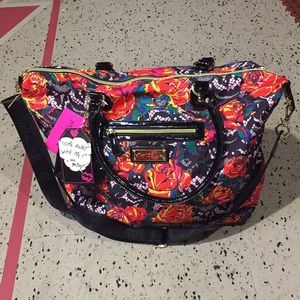 Betsy Johnson Weekender Satchel Flower Rosey Lace